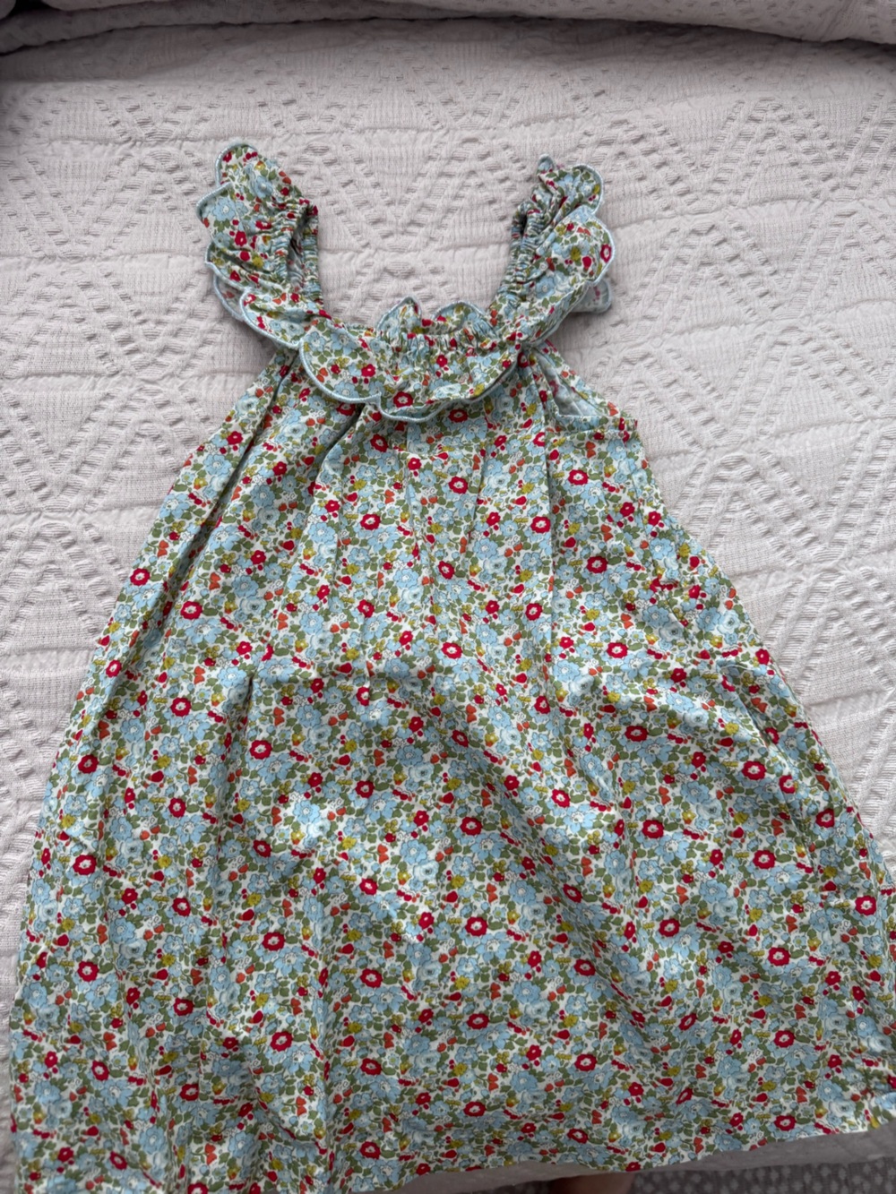 Floral Print Kids Sundress - Blue & Red